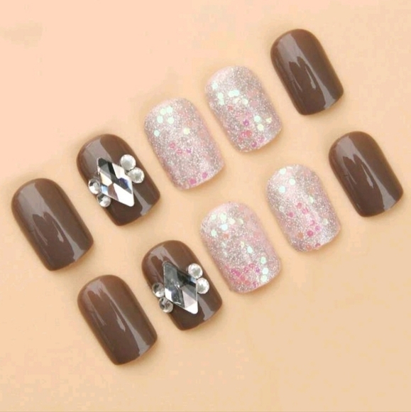 3D Rhinestone & Glitter Press On Nails - Picture 4 of 12